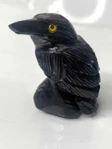 Onyx Crystal Raven carving